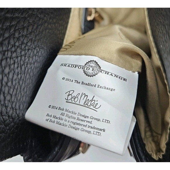 Bob Mackie Bradford Exchange Black Faux Leather Handbag New W/Dust Cover - Picture 8 of 12